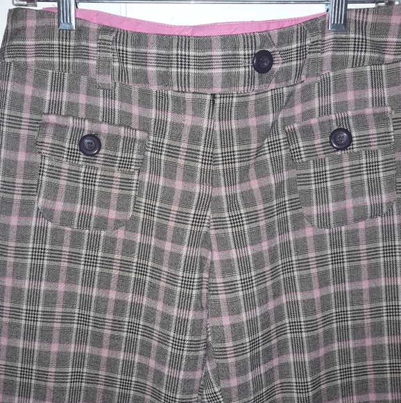 Juniors plaid(pink/brown) capri dress pants